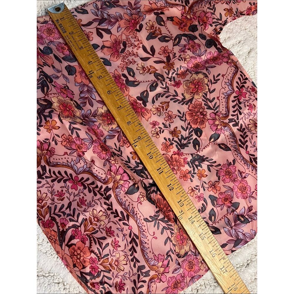 Johnny Was Reusable Packable Travel Shopping Tote Bag Floral Pink Peach - Picture 4 of 7